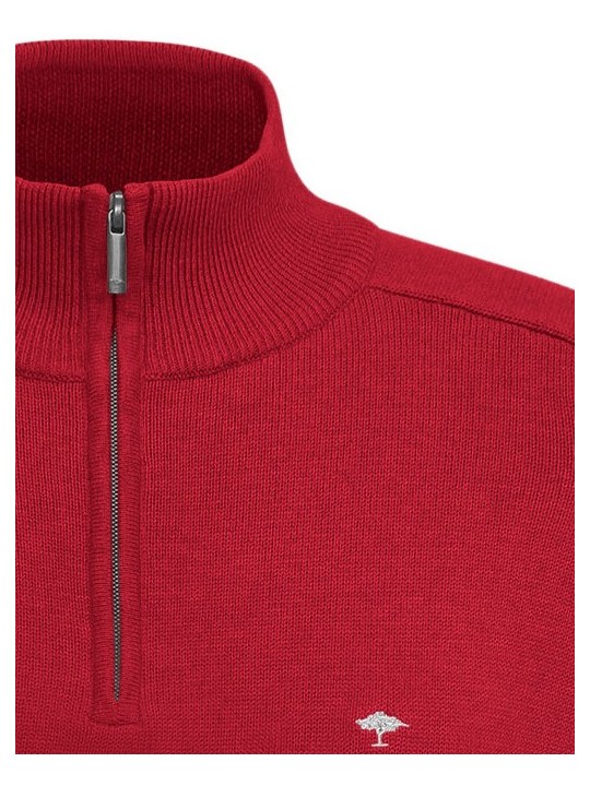 Pull Fynch-Hatton Troyer-Zip coton ruby