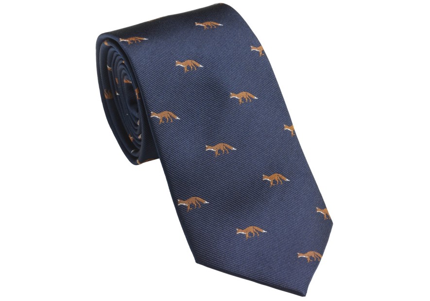 Cravate bleu marine à renards Laksen
