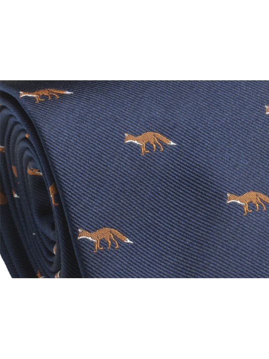 Cravate bleu marine à renards Laksen