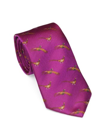 Cravate rose à faisans Laksen