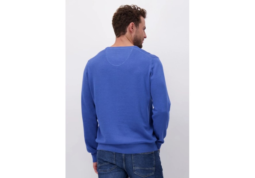 Pull col V Fynch-Hatton bleu ocean