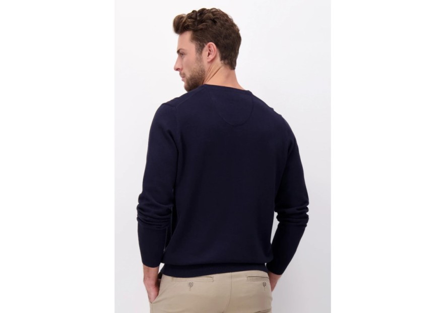 Pull en maille fine col V Fynch-Hatton navy