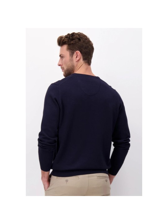 Pull en maille fine col V Fynch-Hatton navy