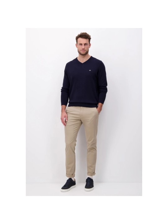 Pull en maille fine col V Fynch-Hatton navy