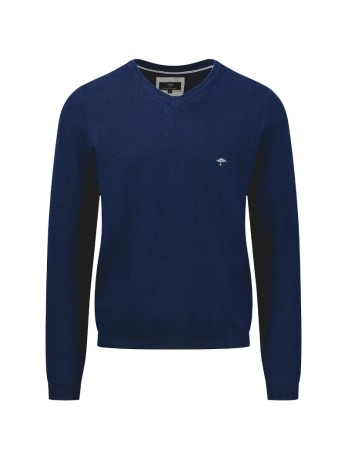 Pull col V Fynch-Hatton coton-cachemire navy