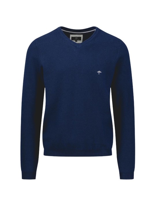 Pull col V Fynch-Hatton coton-cachemire navy
