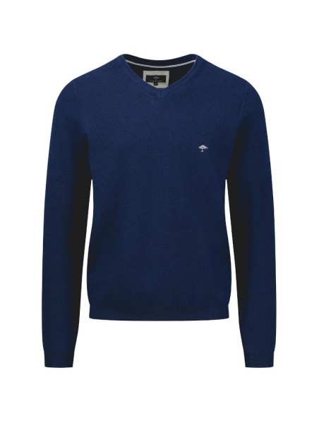 Pull col V Fynch-Hatton coton-cachemire navy
