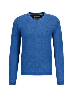 Pull col V Fynch-Hatton coton-cachemire bright ocean