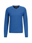 Pull col V Fynch-Hatton coton-cachemire bright ocean