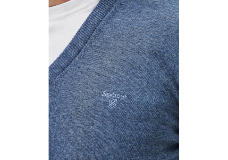 Pull coton Pima Barbour dark chambray