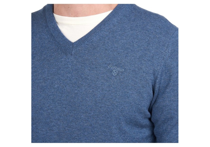 Pull coton Pima Barbour dark chambray