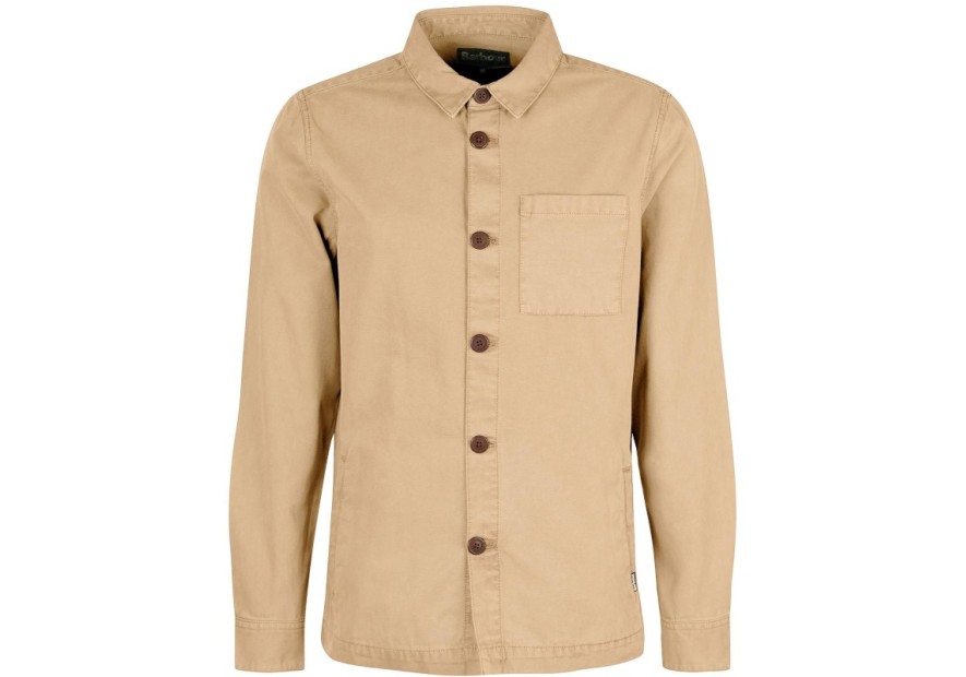 Cette surchemise beige de la marque Barbour est en coton doux.